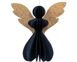Handgemaakt papieren engel zwart - 17,5 cm