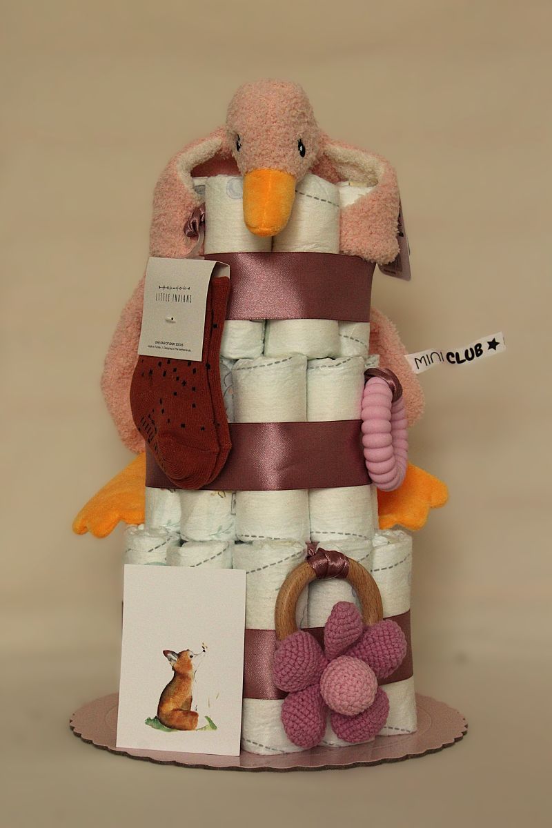 Luiertaart roze eend