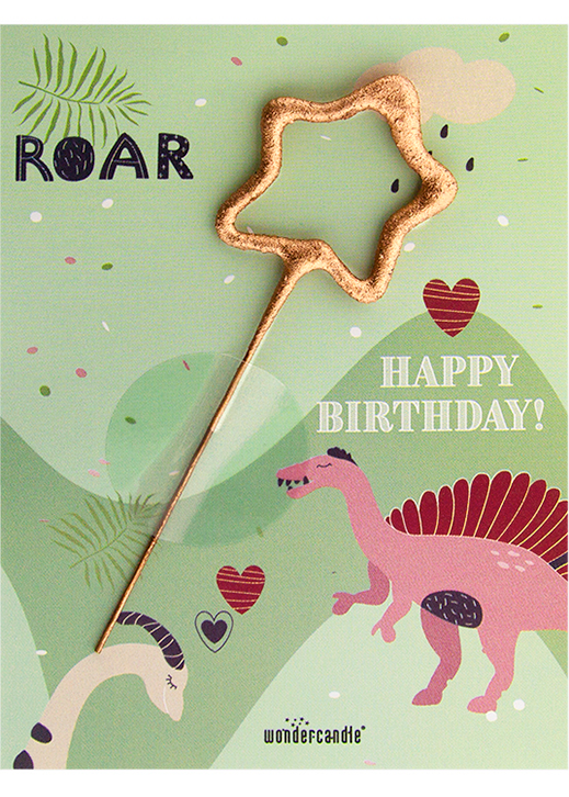 Happy Birthday Mini Wondercard met sterretje Dino