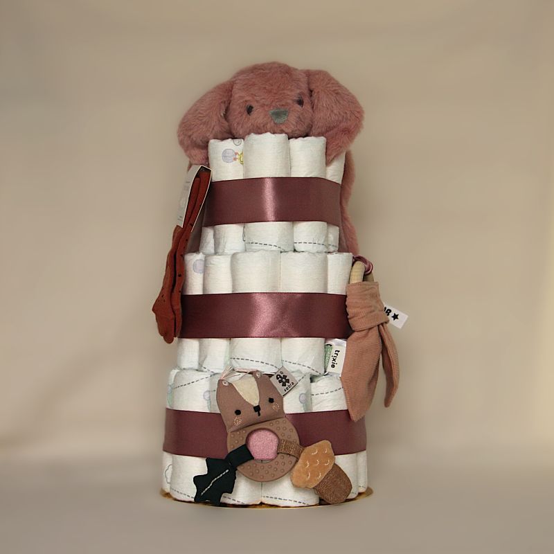 Luiertaart roze konijn