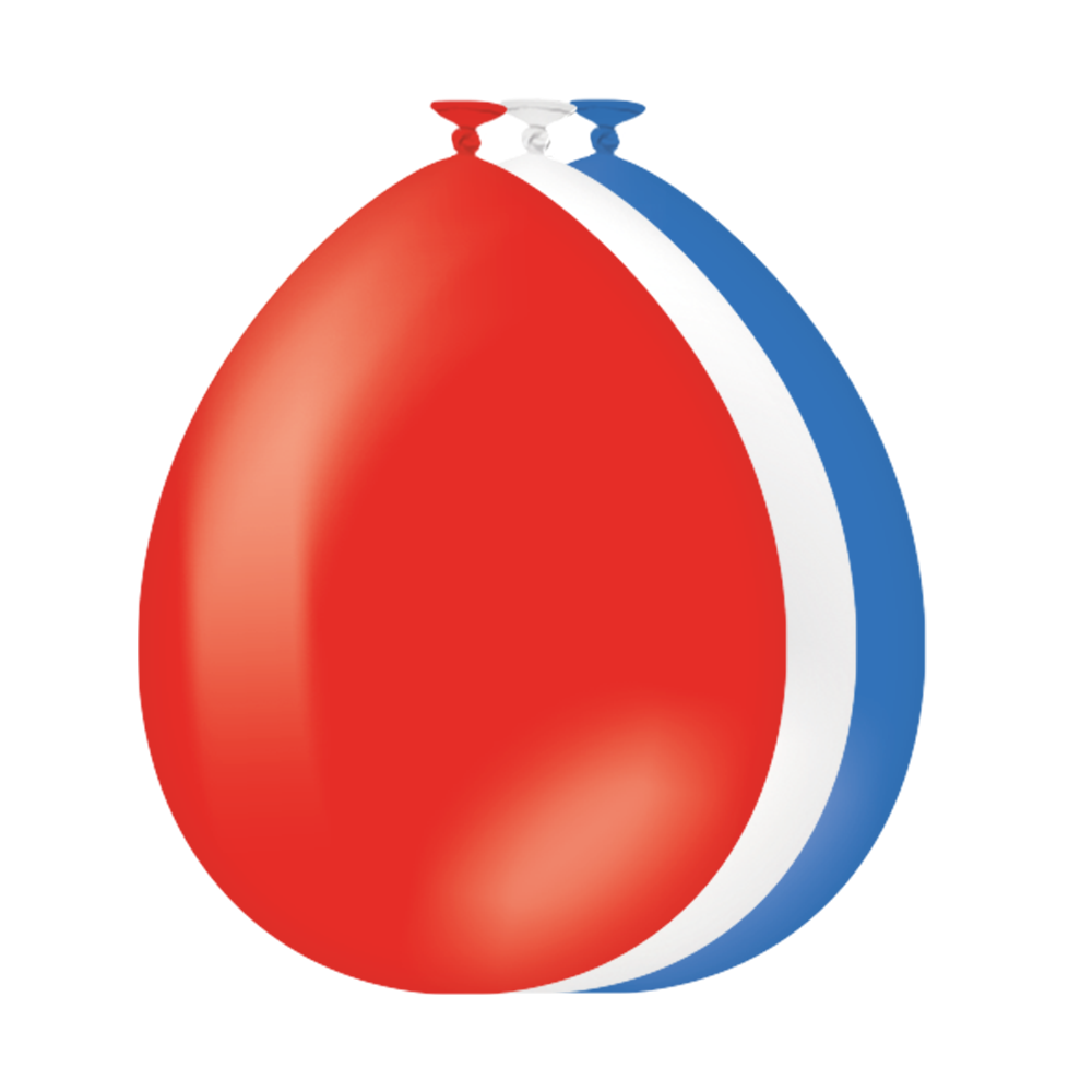 Ballonnen rood wit blauw - 10 stuks