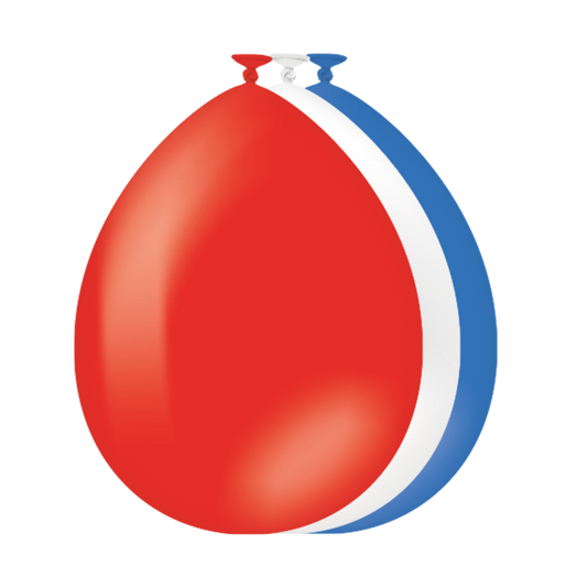 Ballonnen rood wit blauw - 10 stuks