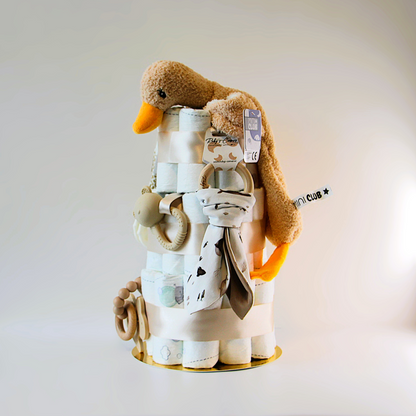 Luiertaart beige eend & konijnenoren