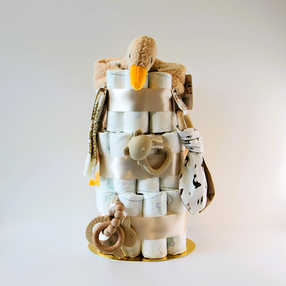 Luiertaart beige eend & konijnenoren