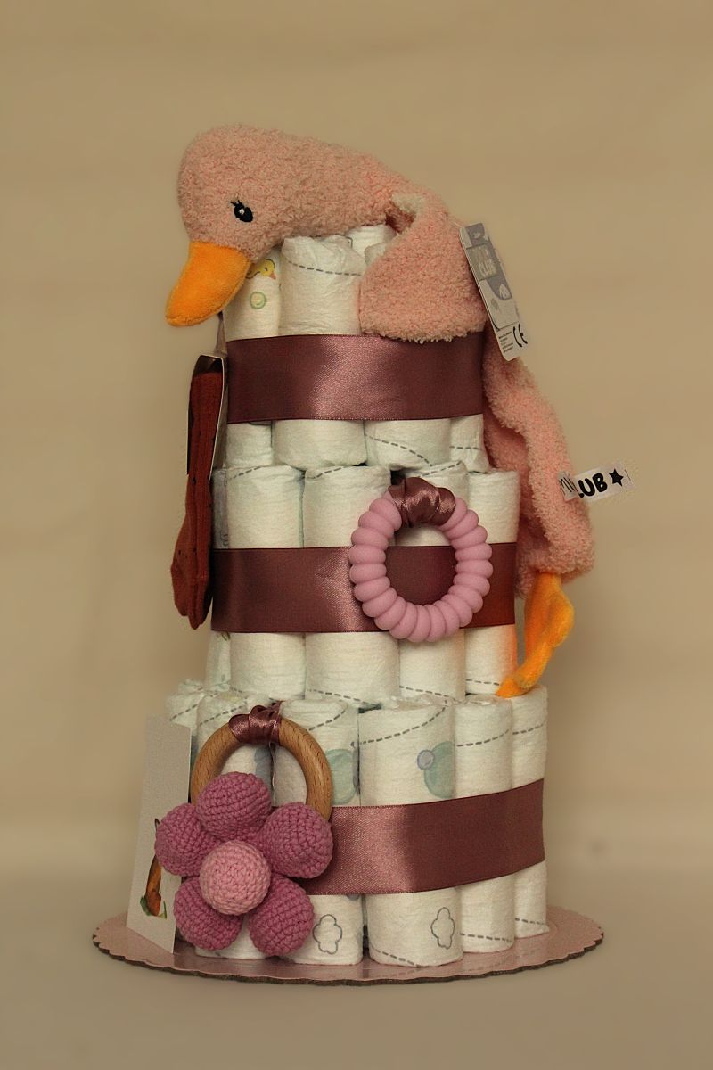 Luiertaart roze eend