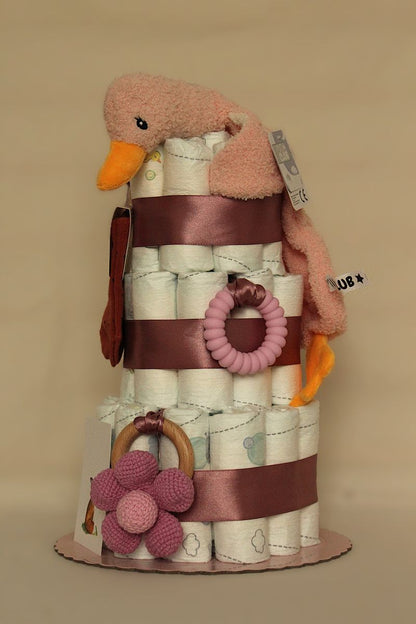 Luiertaart roze eend