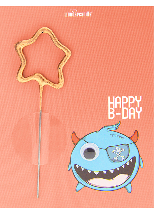 Happy Birthday Mini Wondercard met sterretje Monster