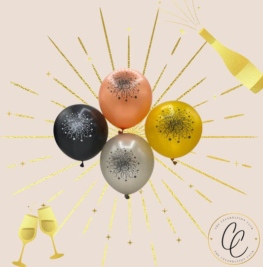 Ballonnen Happy New Year vuurwerk