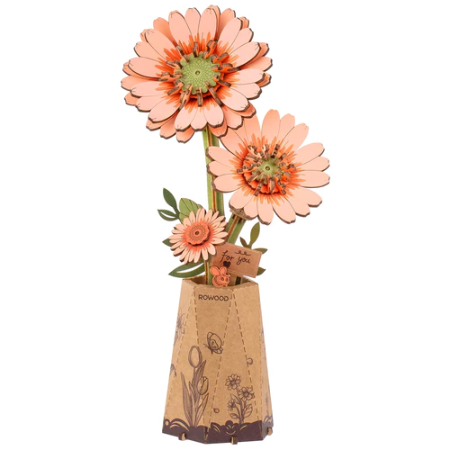 3D puzzel lichtoranje Gerbera TW111